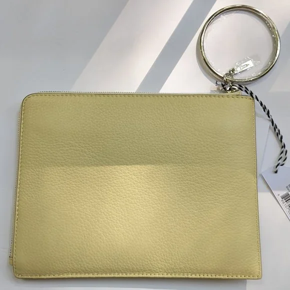 THACKER Gable Leather Travel Bag Wristlet in Soft Butter Yellow NEW - Picture 3 of 6